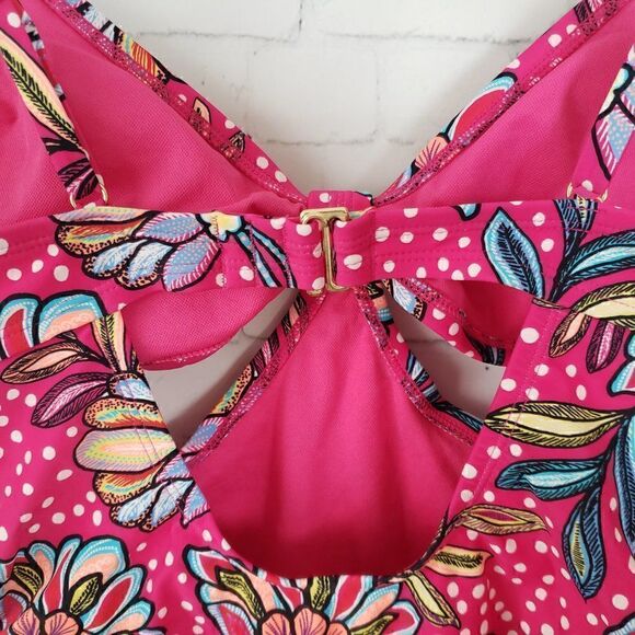 Tabitha Brown For Target One Piece Swim Suit Size S Hot Pink Floral Cheeky NWOT - Picture 6 of 9